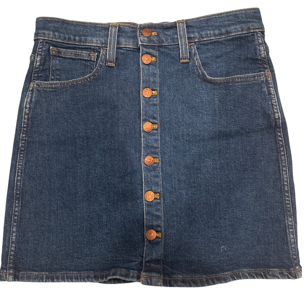 Madewell Dark Blue Denim Button-Front Mini Skirt